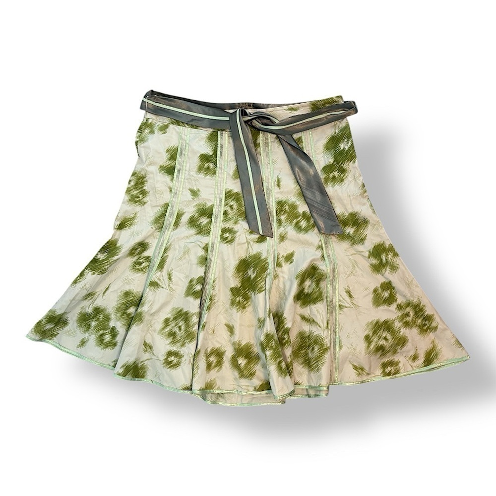 Green Boho Flare Pleated Skirt